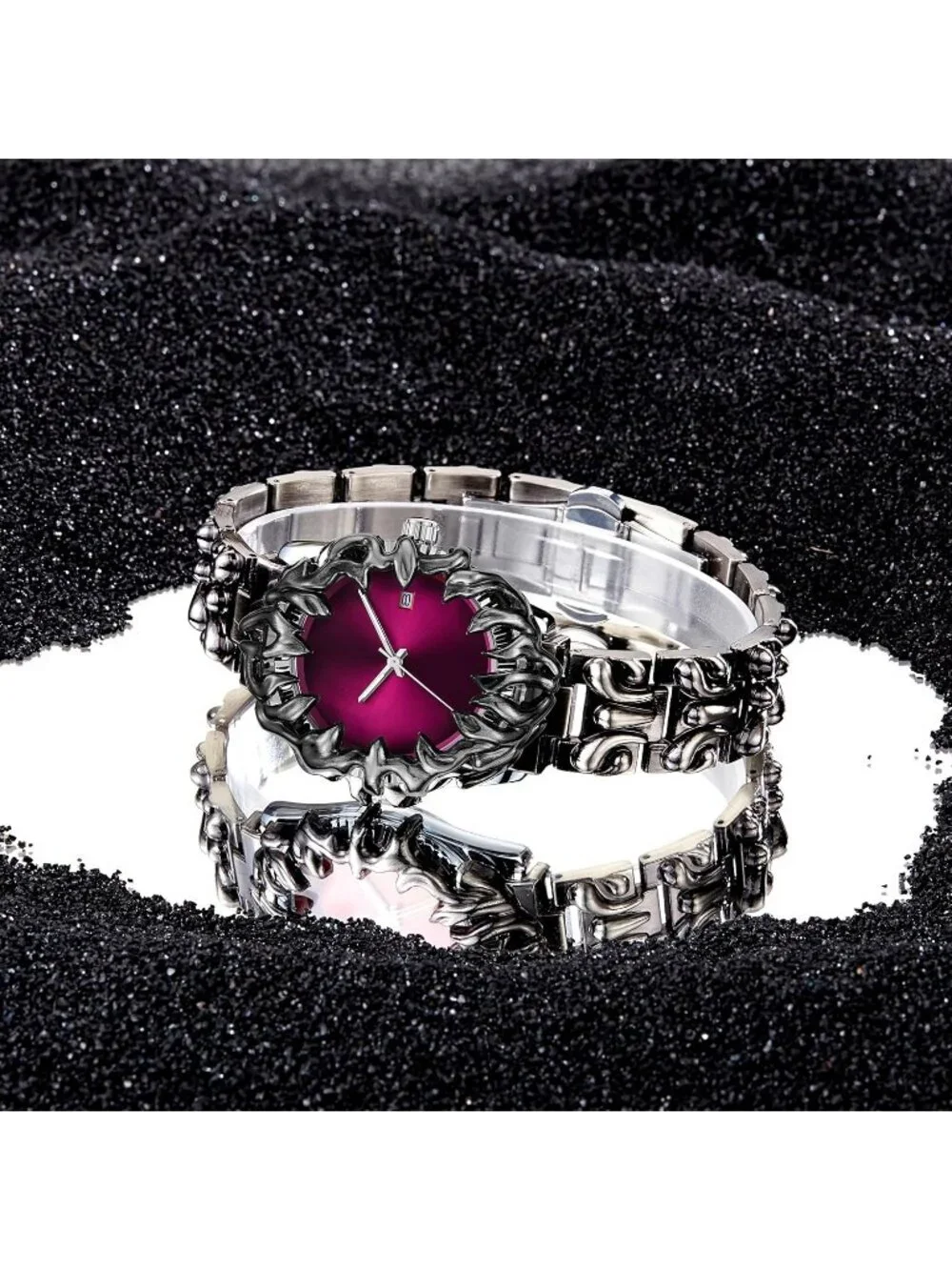 Men's Purple Quartz Gothic Claw Unique Stainless Steel Luminous Waterproof Watch